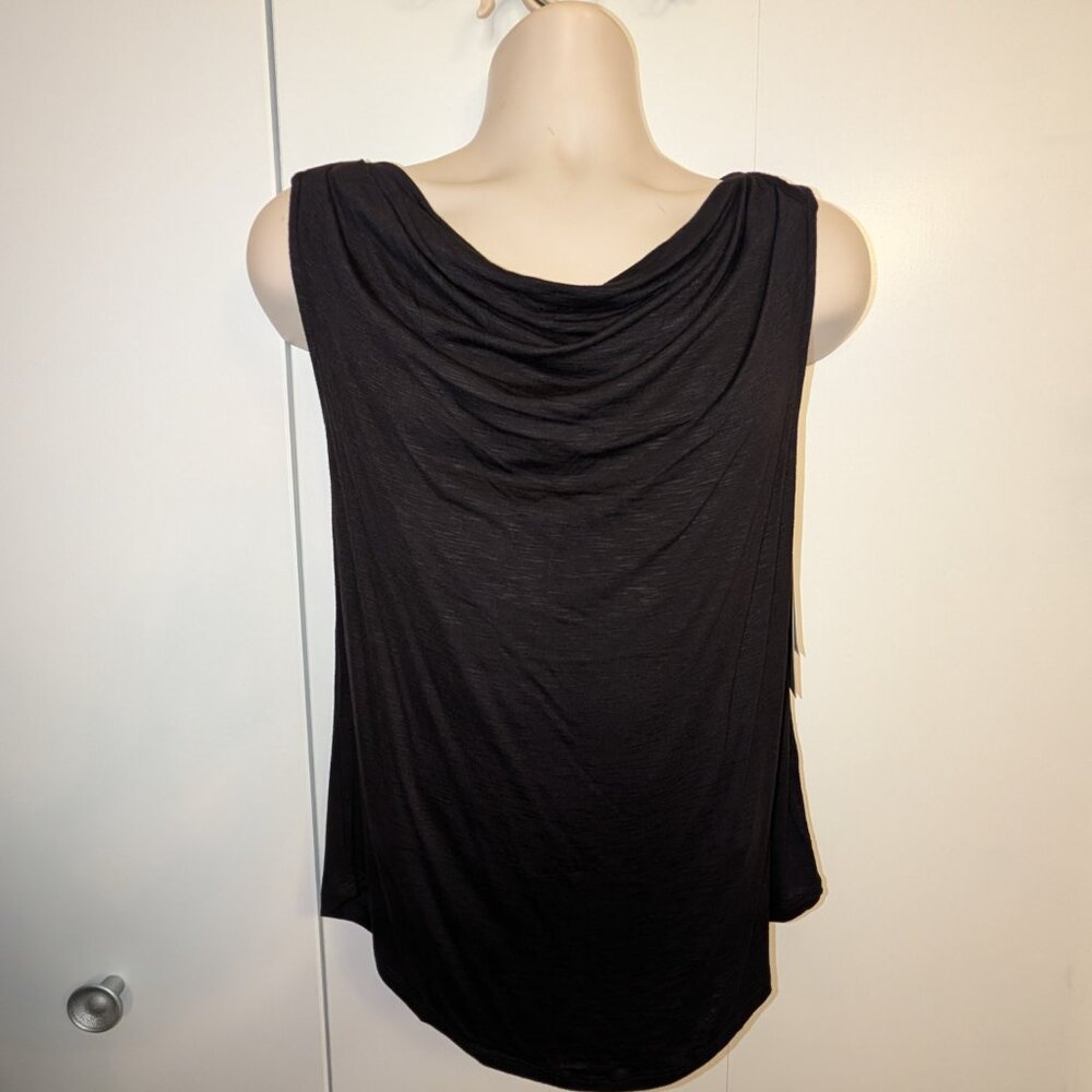 Women’s Tahari cowl neck, sleeveless black shirt. Size Small but runs large NWT